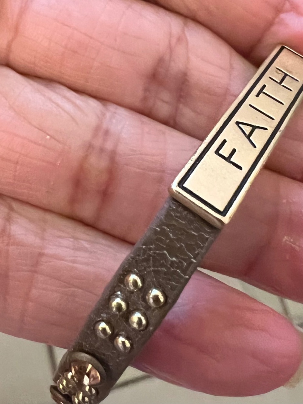 Good Work(s) Make A Difference FAITH Studded Leather Magnetic 7.5" Bracelet